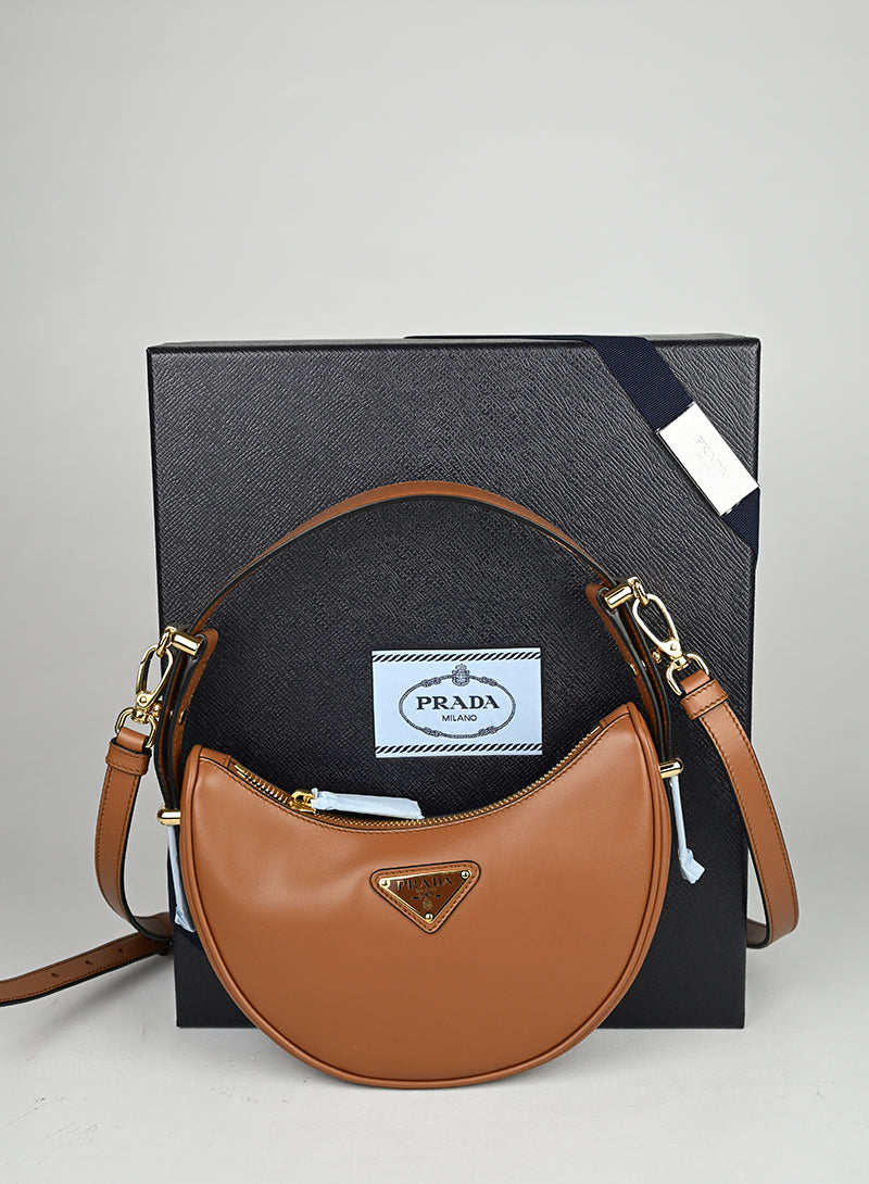 Prada Borsa Arquè in pelle marrone