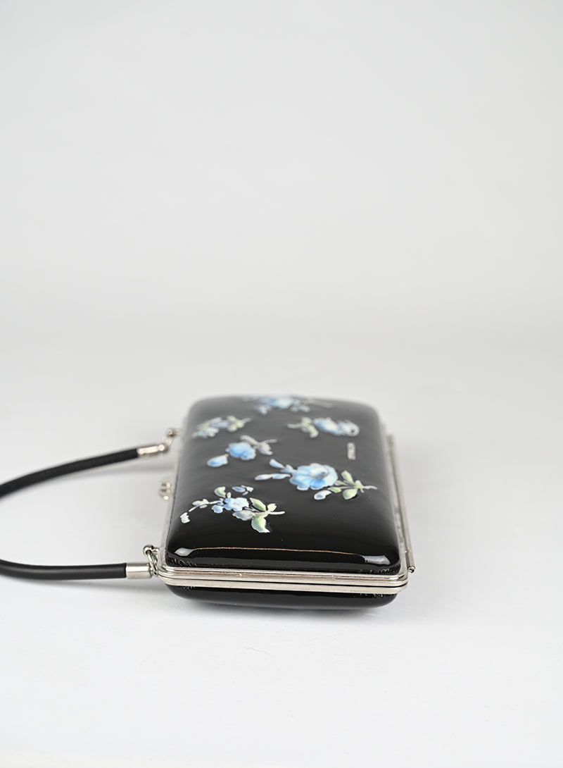 Prada Clutch Vernice Nera Fiori