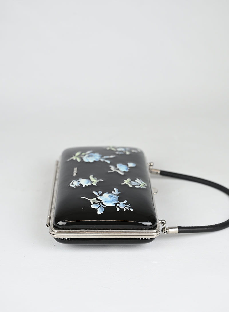 Prada Clutch Vernice Nera Fiori