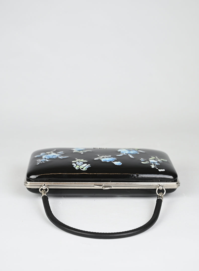 Prada Clutch Vernice Nera Fiori