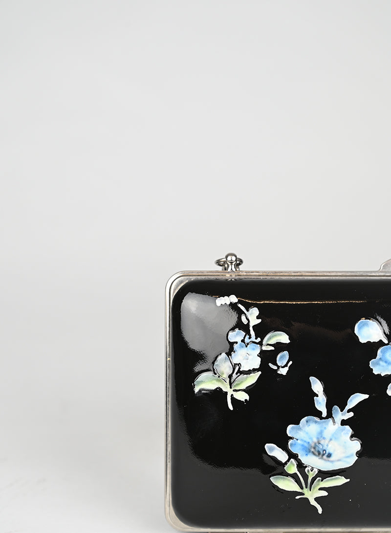 Prada Clutch Vernice Nera Fiori