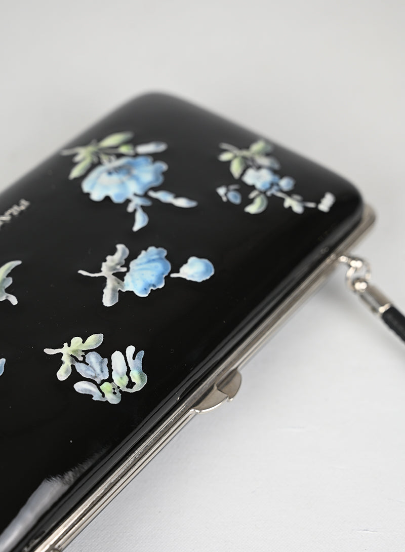 Prada Clutch Vernice Nera Fiori