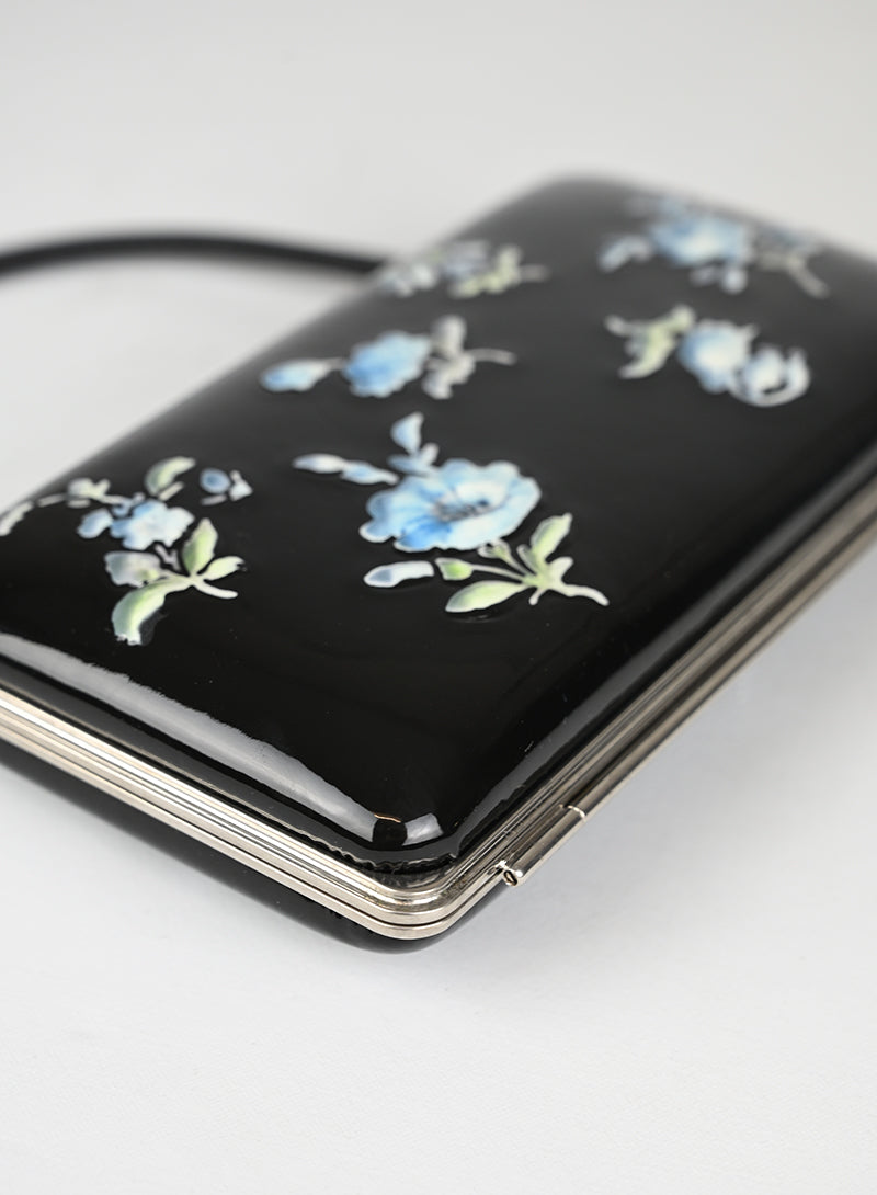 Prada Clutch Vernice Nera Fiori