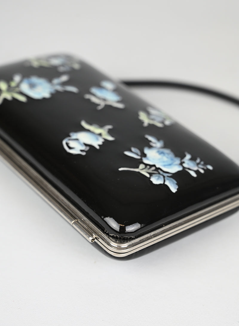 Prada Clutch Vernice Nera Fiori