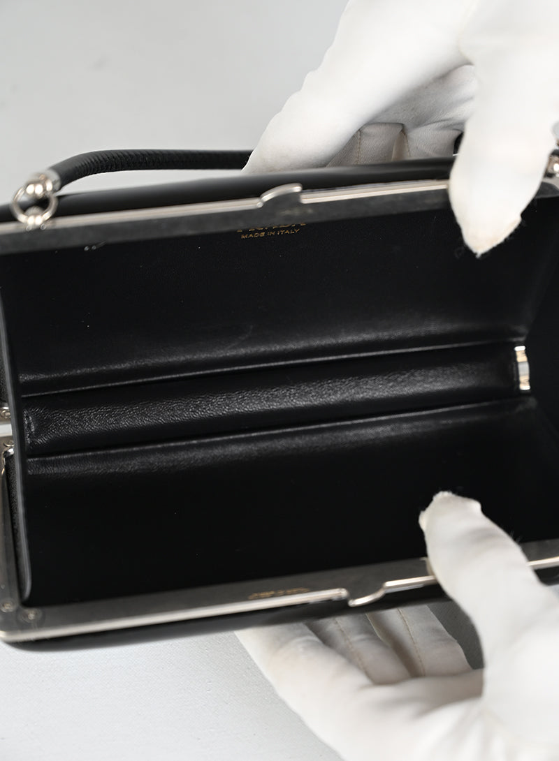Prada Clutch Vernice Nera Fiori