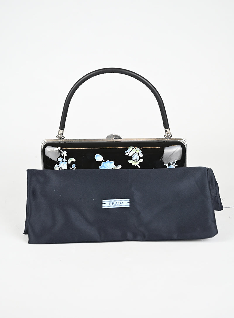Prada Clutch Vernice Nera Fiori