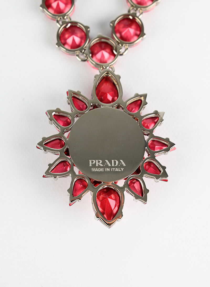 Prada Collana con fiore maxi strass