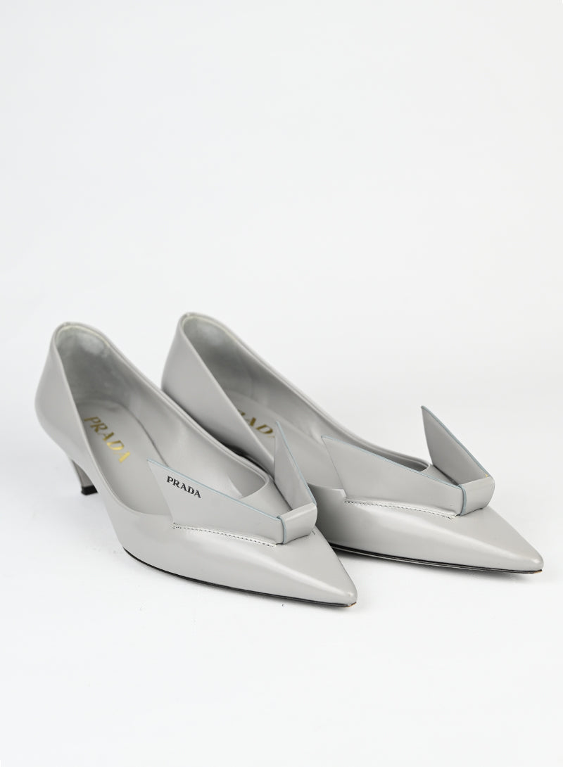 Prada Décolleté Origami in pelle grigia - N. 35 ½