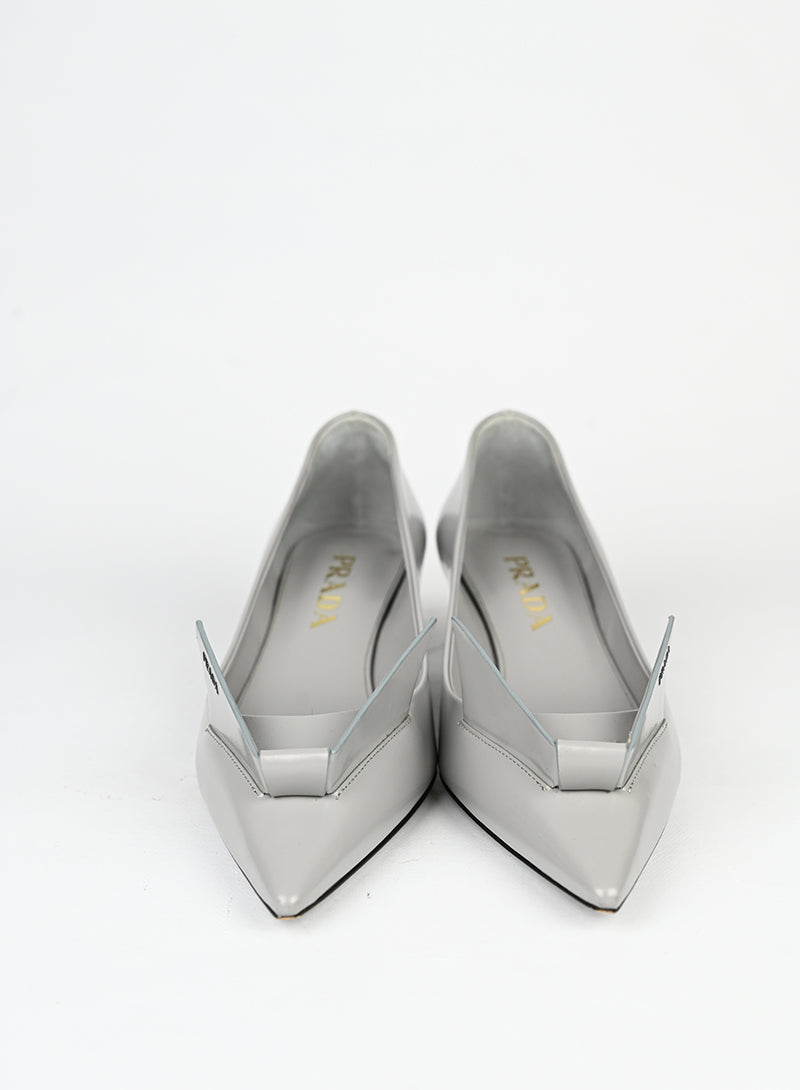 Prada Décolleté Origami in pelle grigia - N. 35 ½