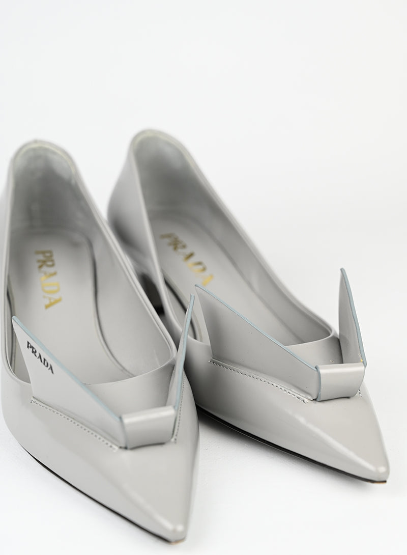 Prada Décolleté Origami in pelle grigia - N. 35 ½