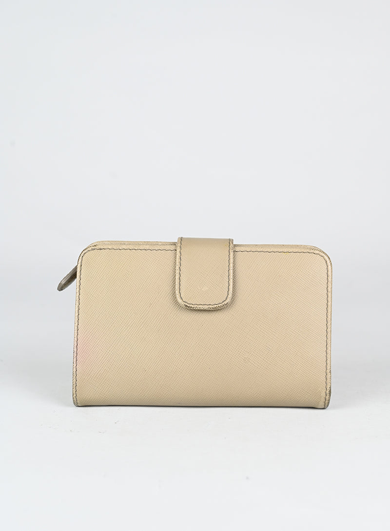 Prada Portafogli in pelle Saffiano beige