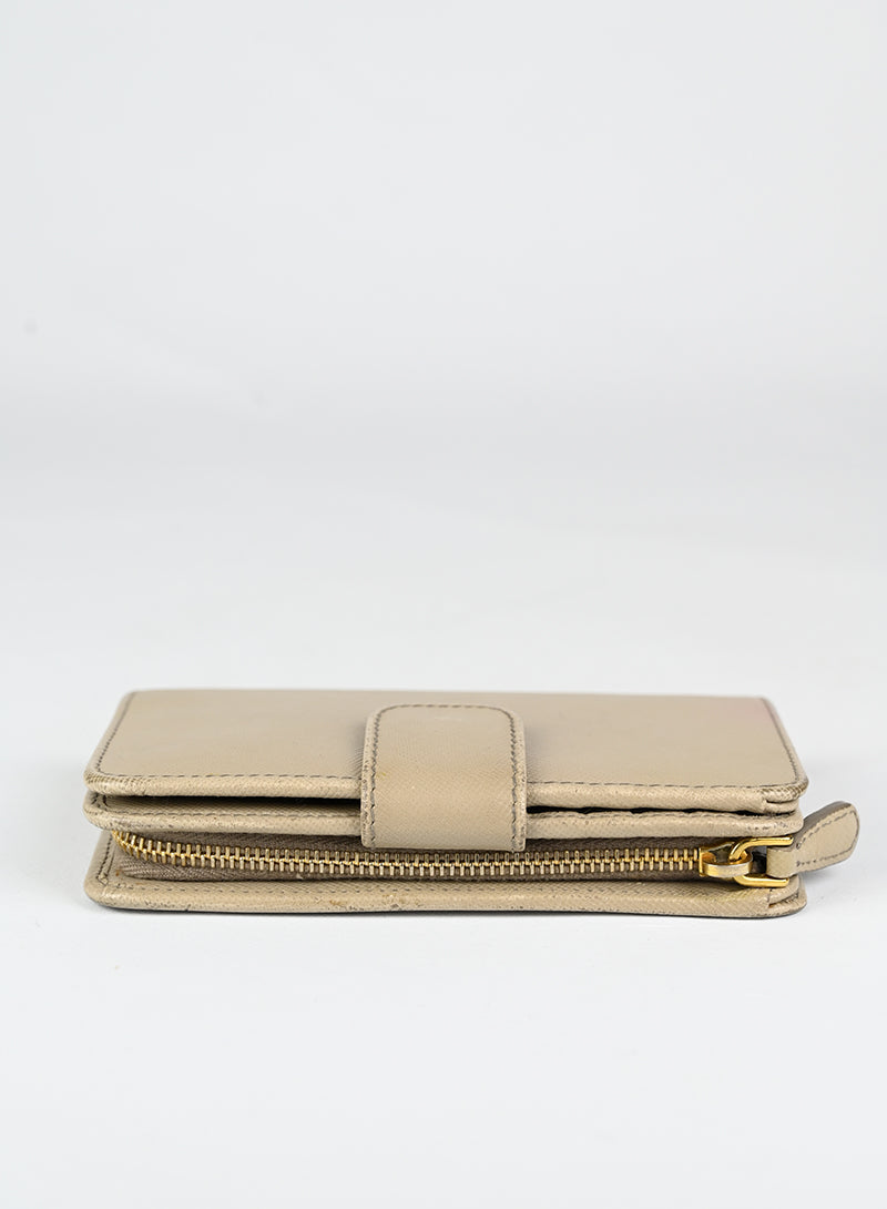 Prada Portafogli in pelle Saffiano beige