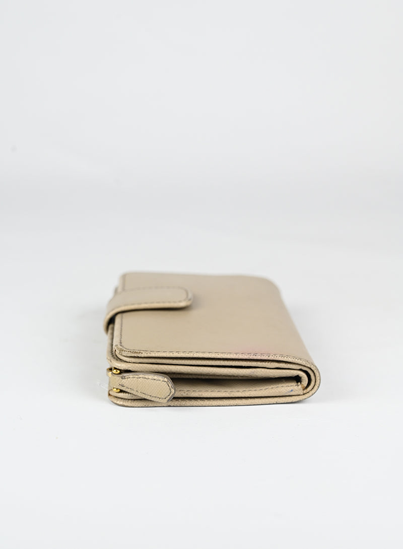 Prada Portafogli in pelle Saffiano beige