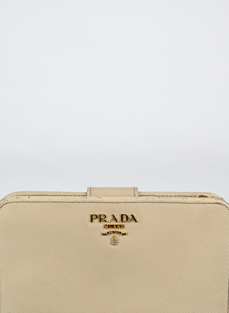 Prada Portafogli in pelle Saffiano beige