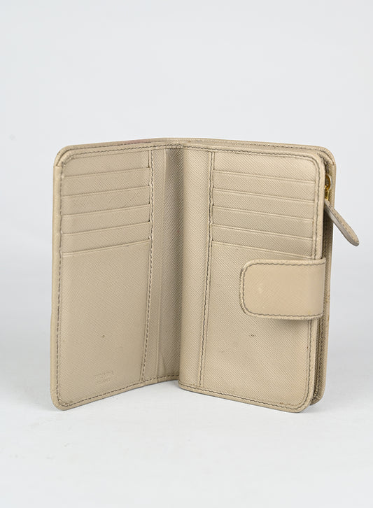 Prada Portafogli in pelle Saffiano beige