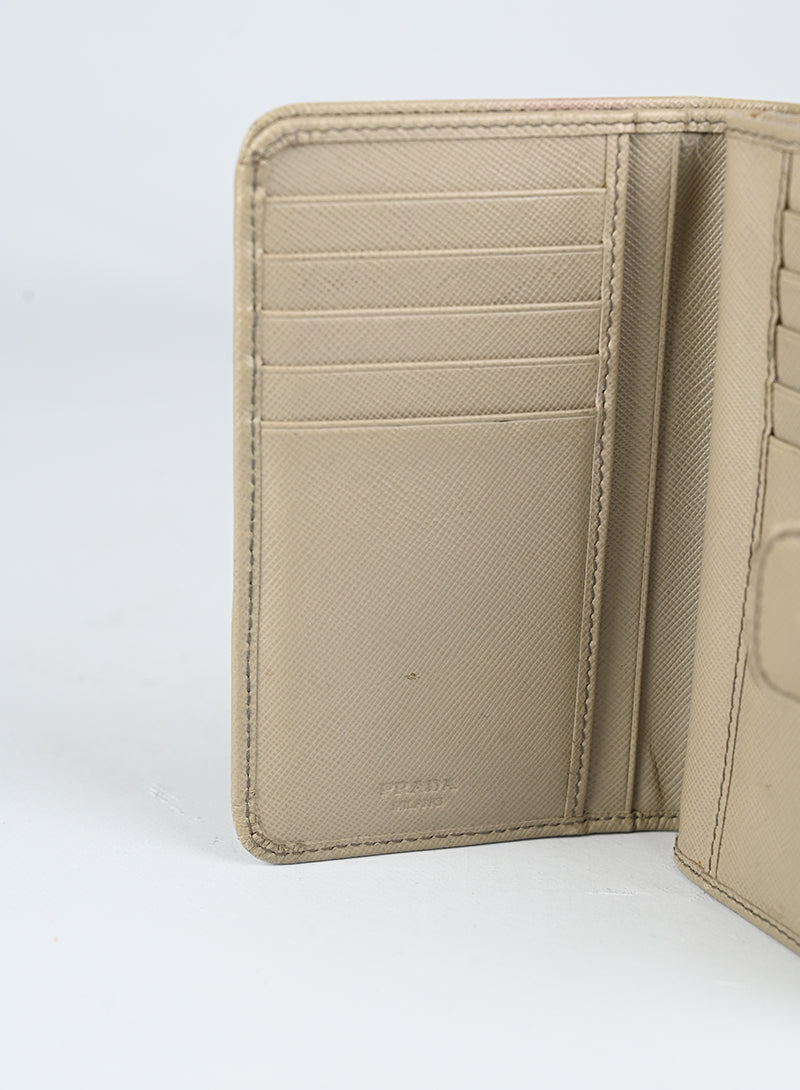 Prada Portafogli in pelle Saffiano beige