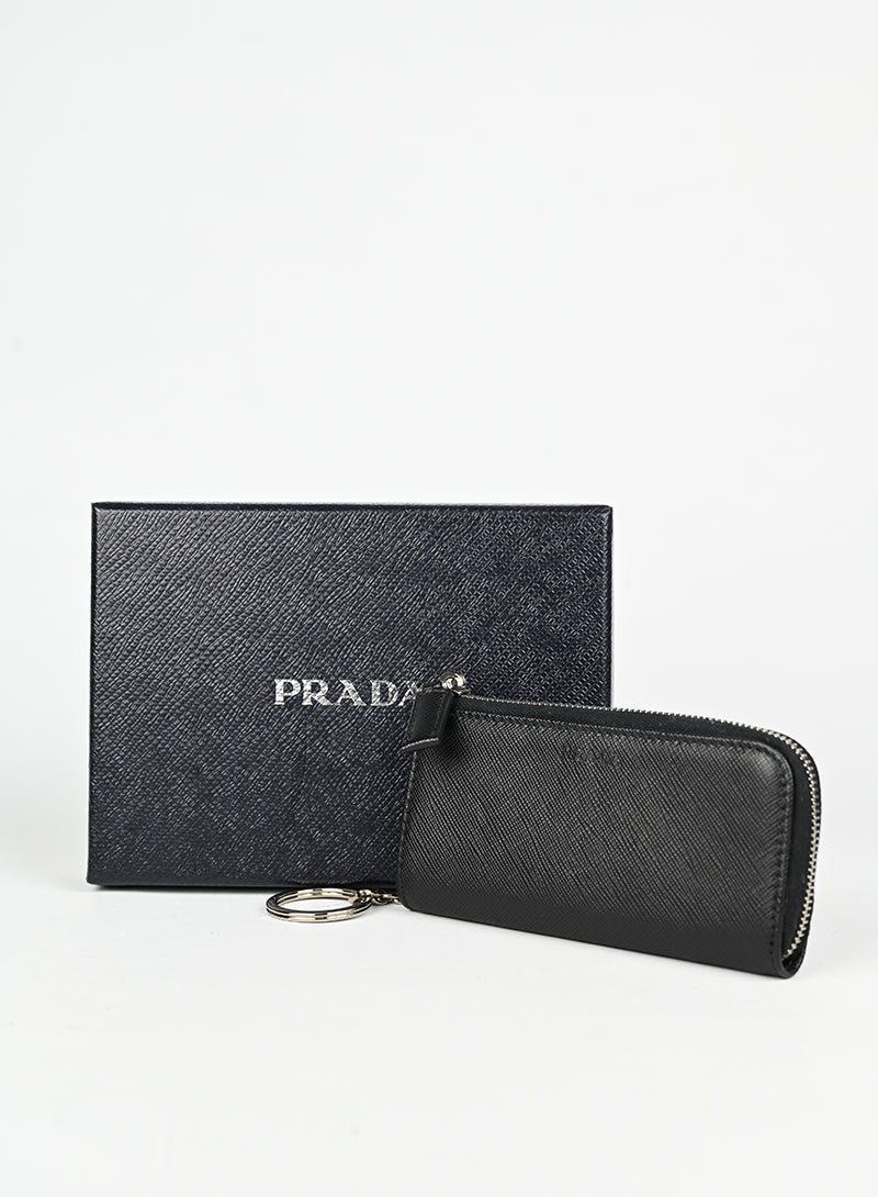 Prada Portachiavi in pelle Saffiano nera -  lesleyluxuryvintage