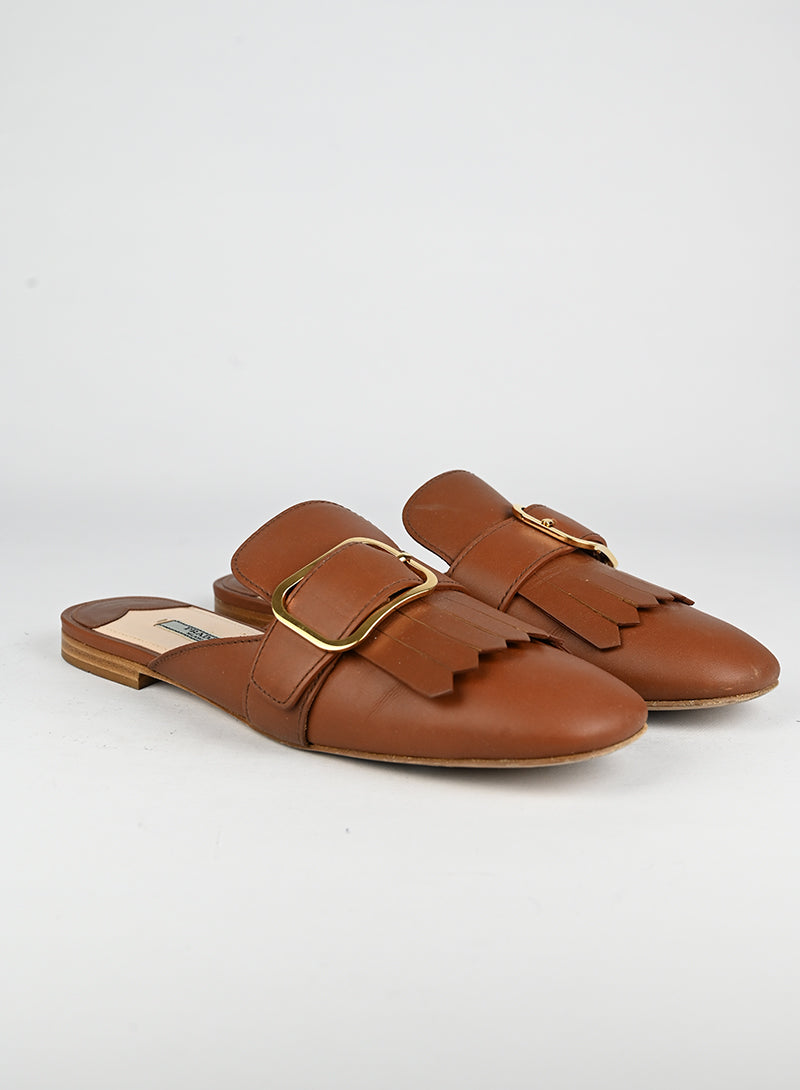Prada Sabot flat in pelle marrone - N. 40