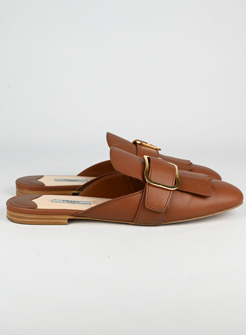 Prada Sabot flat in pelle marrone - N. 40
