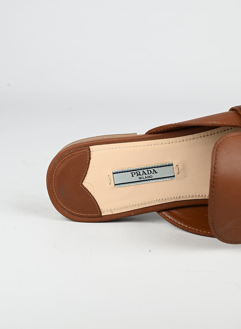 Prada Sabot flat in pelle marrone - N. 40