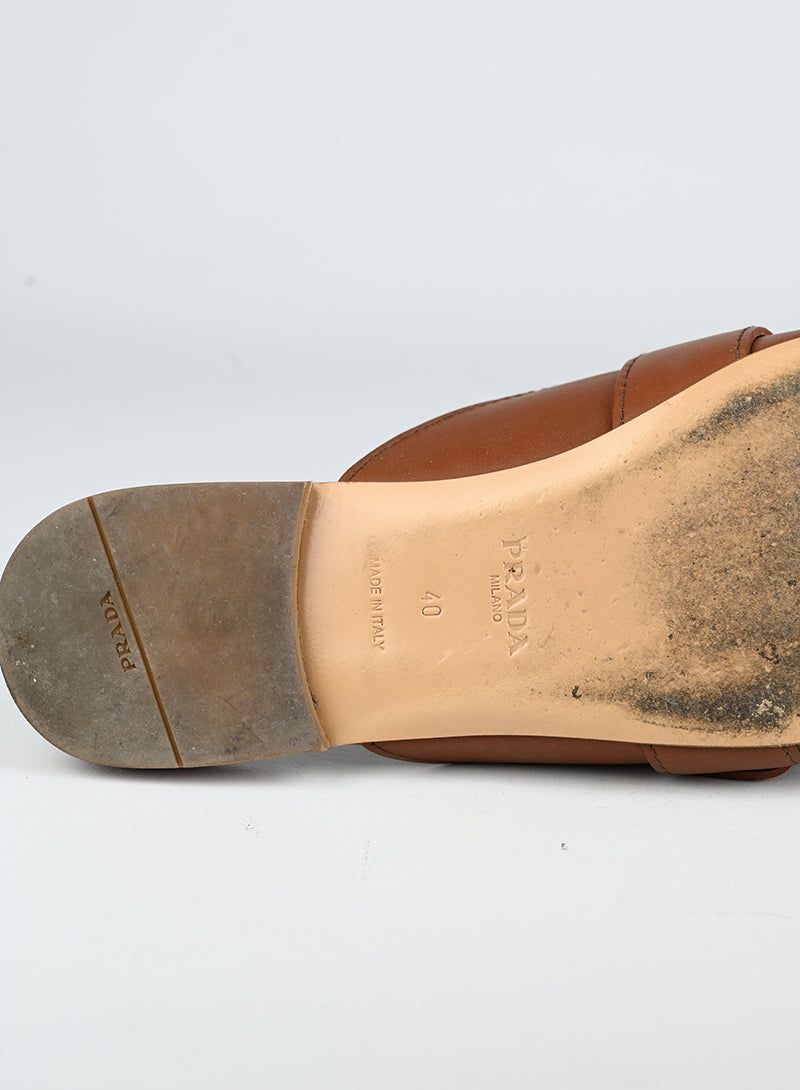 Prada Sabot flat in pelle marrone - N. 40