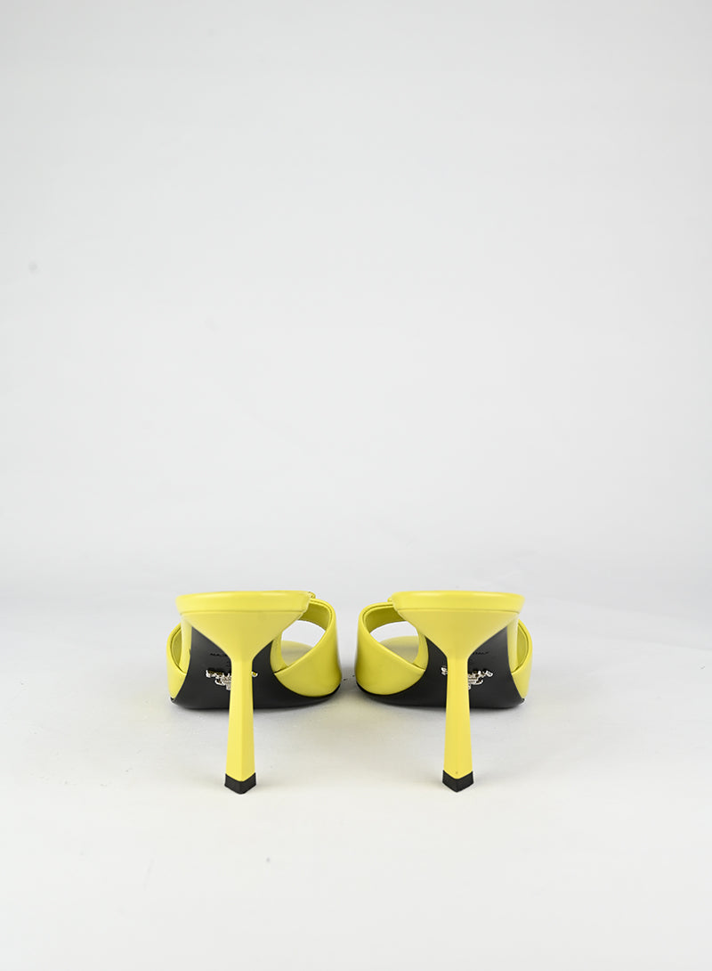 Prada Sandali Sabot con tacco in pelle gialla - N. 39