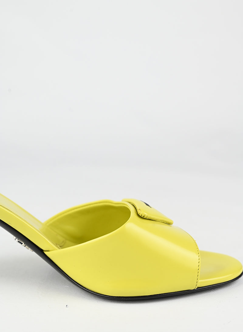 Prada Sandali Sabot con tacco in pelle gialla - N. 39