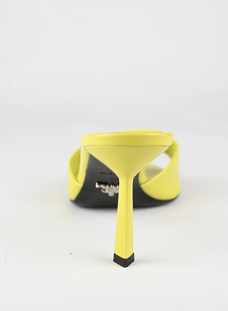 Prada Sandali Sabot con tacco in pelle gialla - N. 39