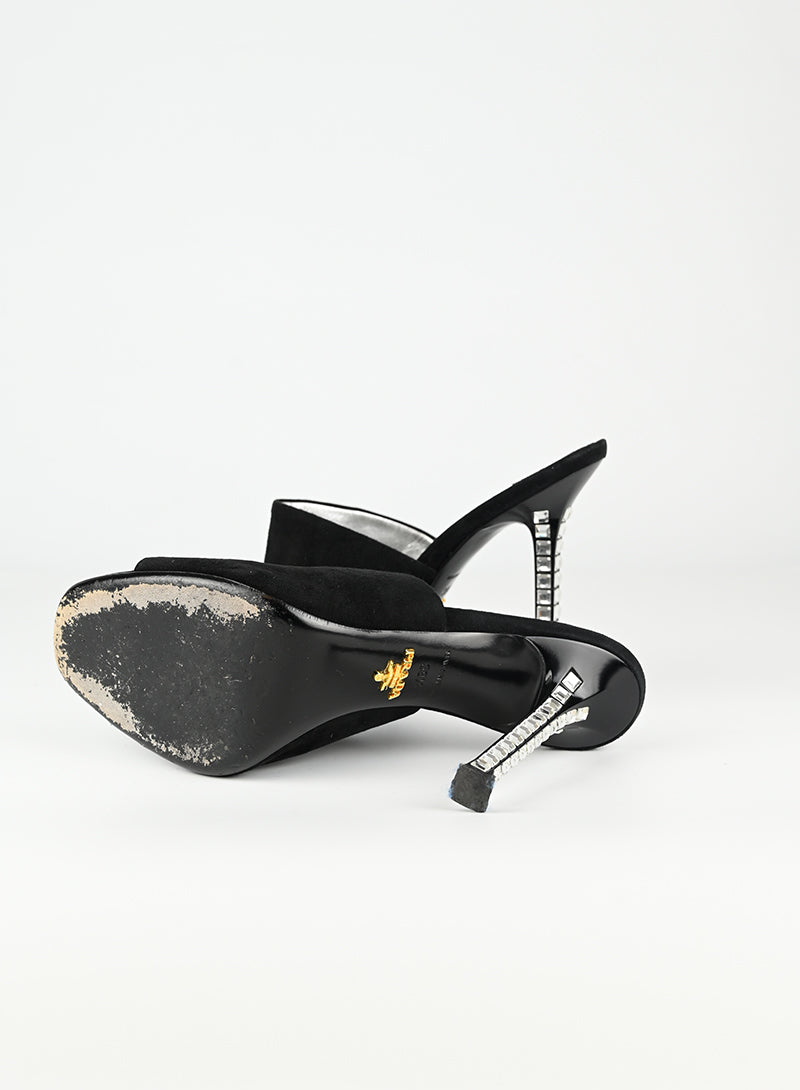 Prada Sabot in suede con brillantini - N. 39 ½