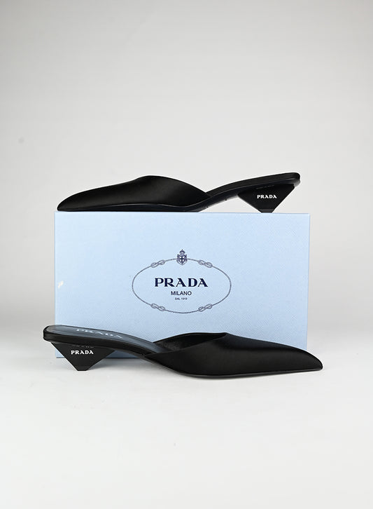 Prada Sandali sabot in raso neri - N. 41
