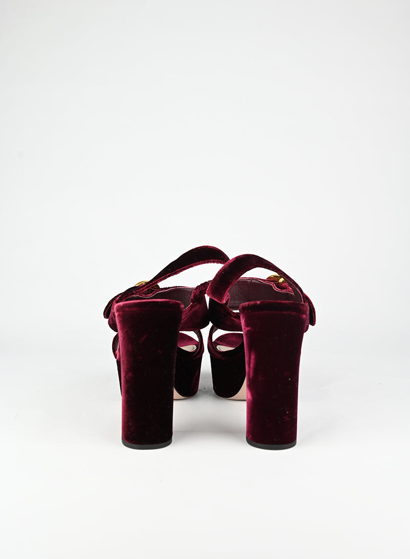 Prada Sandali in velluto bordeaux - N. 39