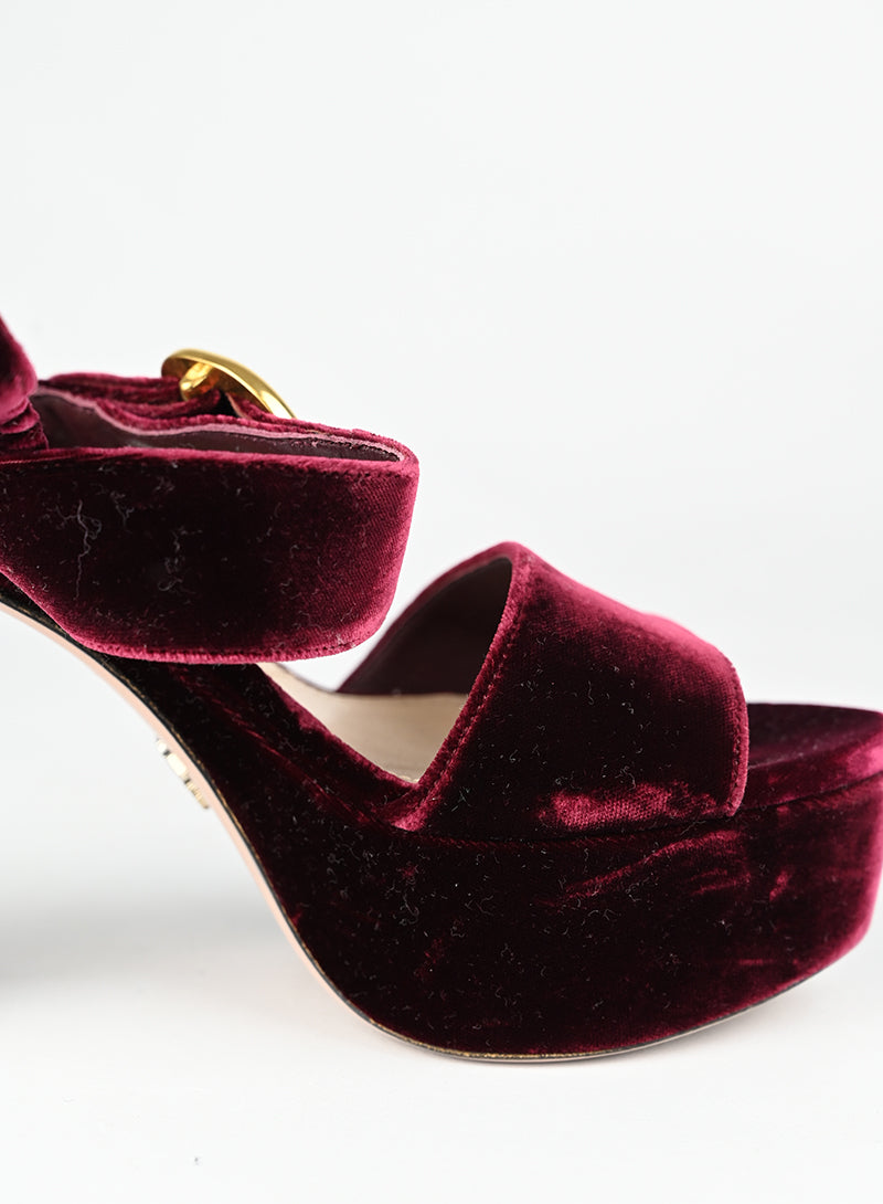 Prada Sandali in velluto bordeaux - N. 39