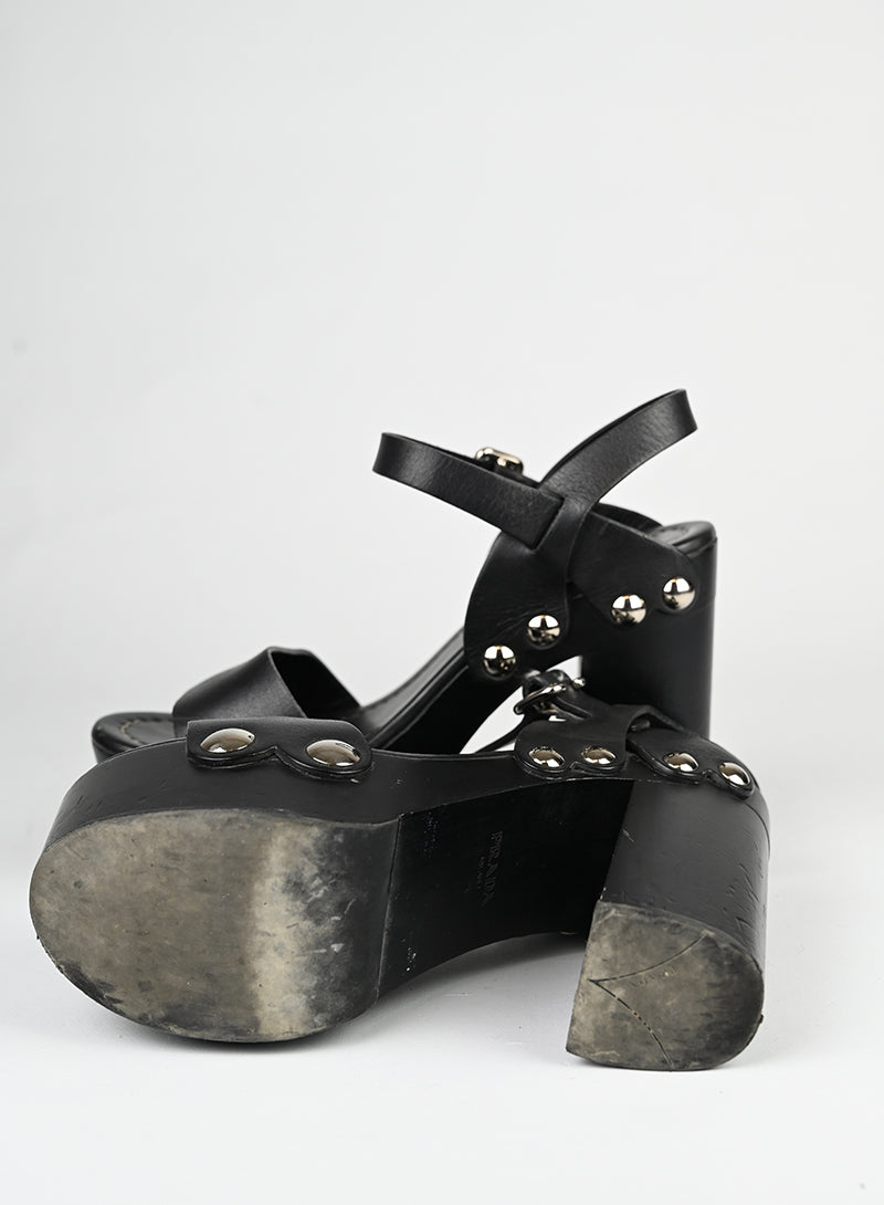Prada Sandali in pelle nera - N. 36 -  lesleyluxuryvintage