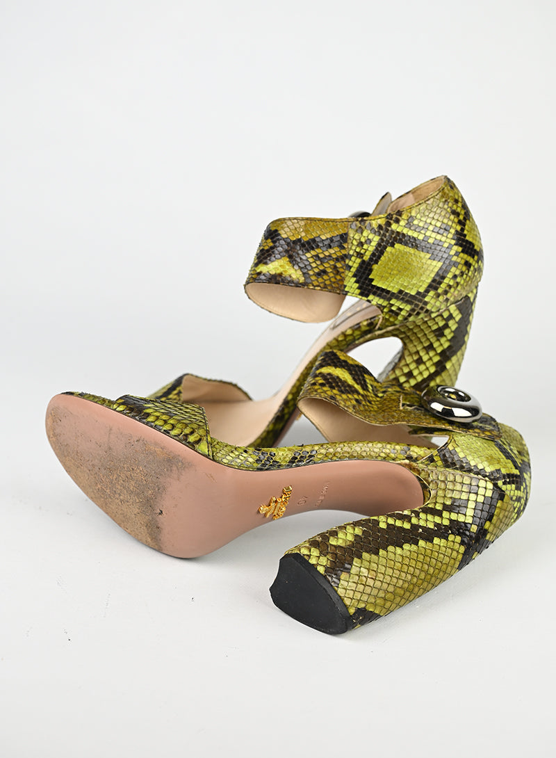 Prada Sandali Pitone Verde - N. 40