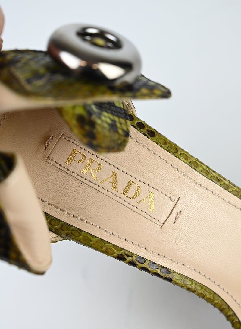 Prada Sandali Pitone Verde - N. 40