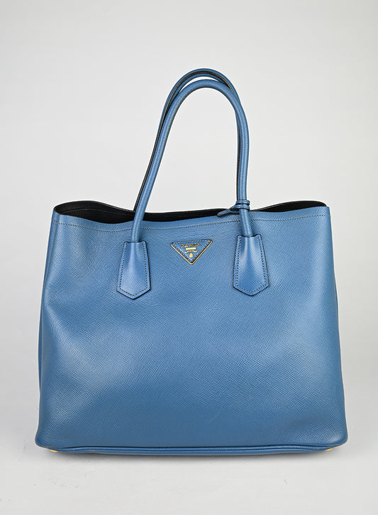 Prada Double Tote Bag in pelle Avio -  lesleyluxuryvintage