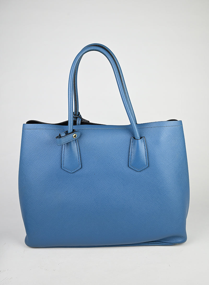 Prada Double Tote Bag in pelle Avio