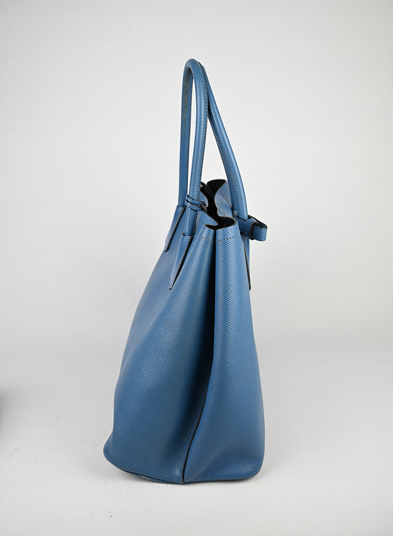 Prada Double Tote Bag in pelle Avio