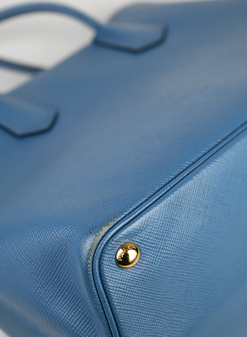 Prada Double Tote Bag in pelle Avio