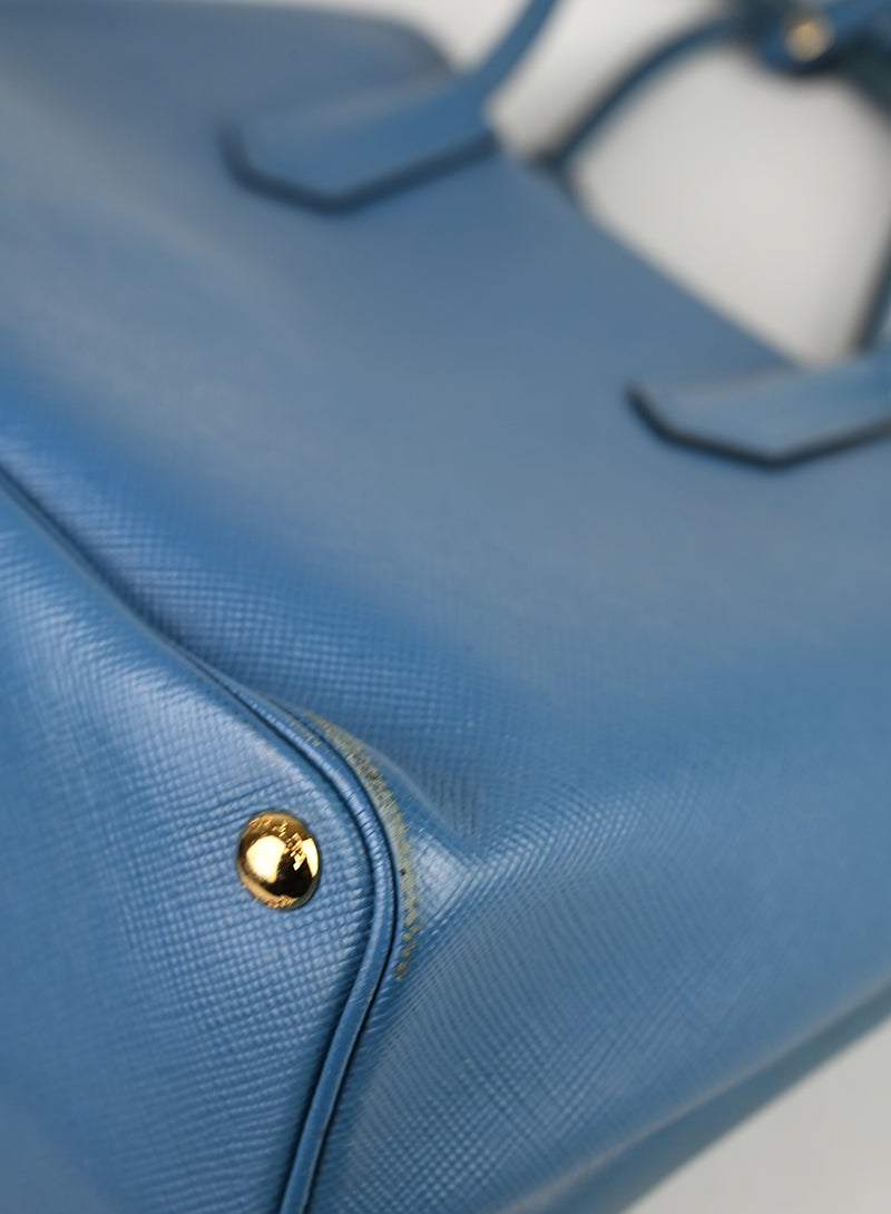 Prada Double Tote Bag in pelle Avio