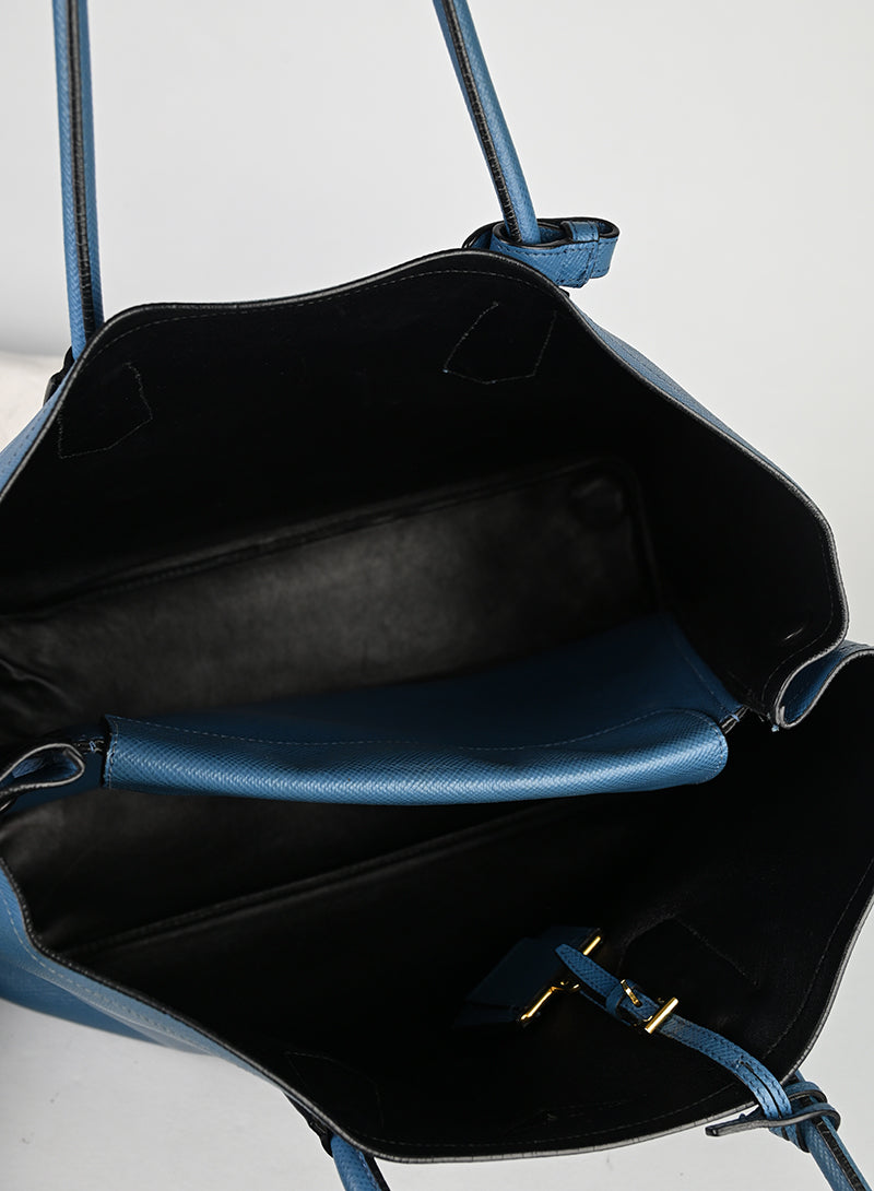 Prada Double Tote Bag in pelle Avio