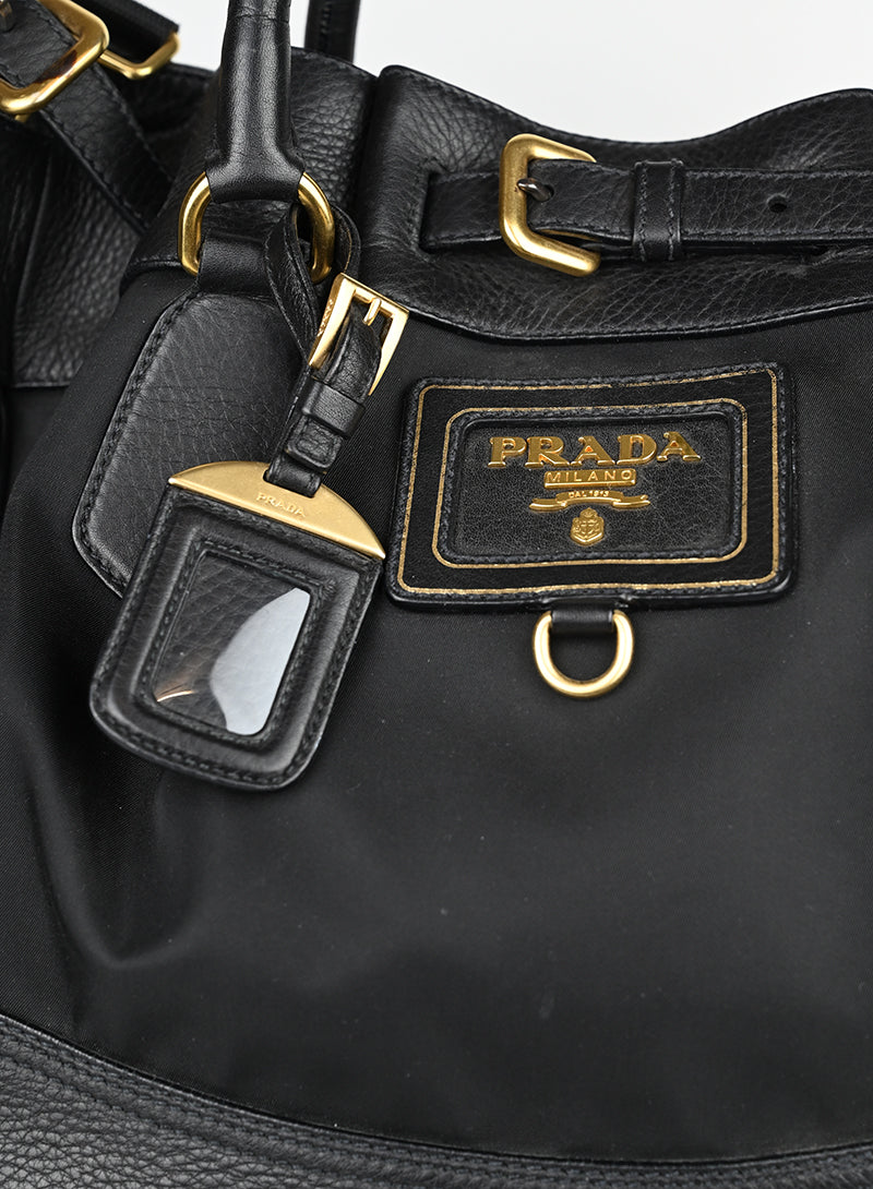 Prada Shopper nera in tessuto