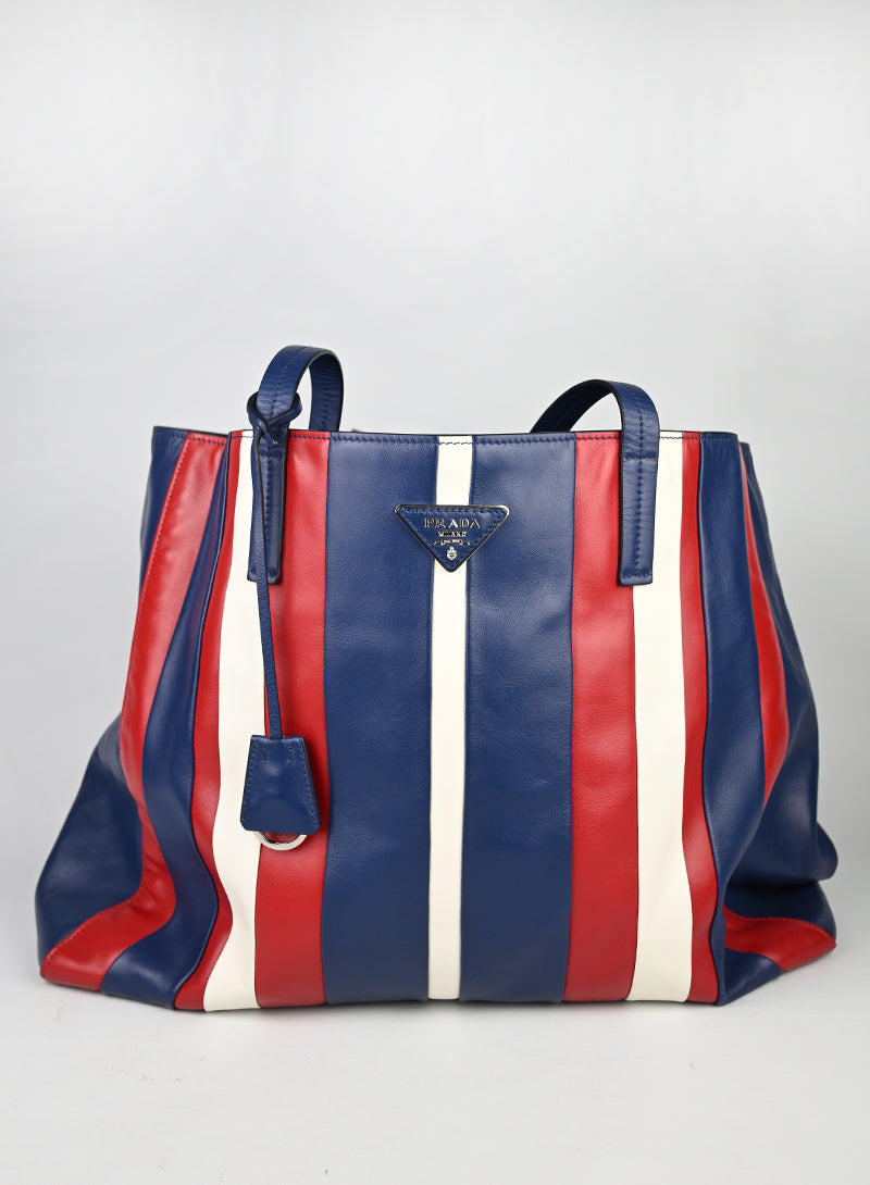 Prada Shopper Righe Blu