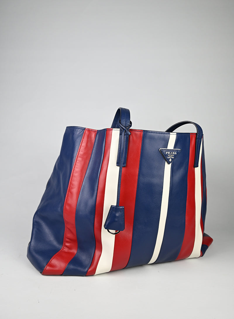 Prada Shopper Righe Blu