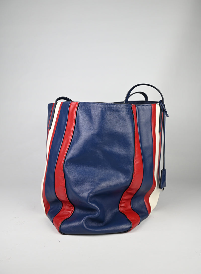 Prada Shopper Righe Blu
