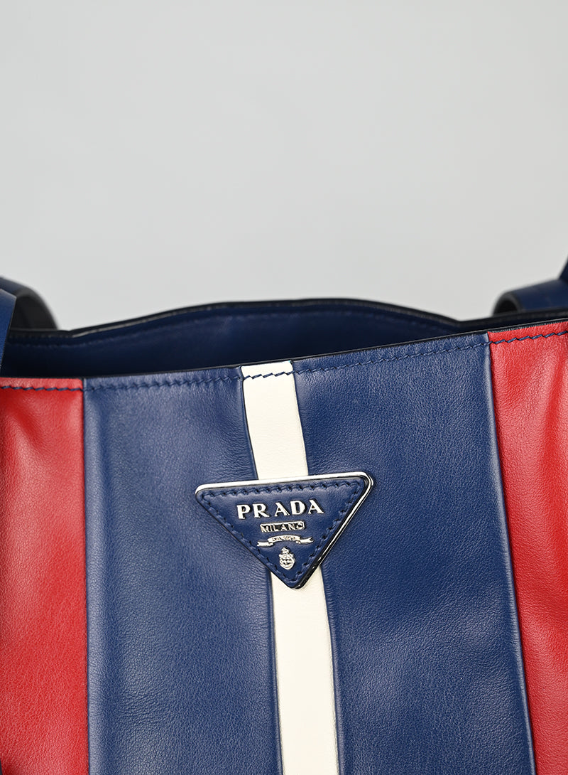 Prada Shopper Righe Blu