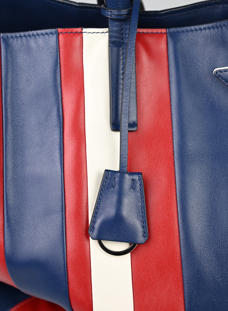 Prada Shopper Righe Blu