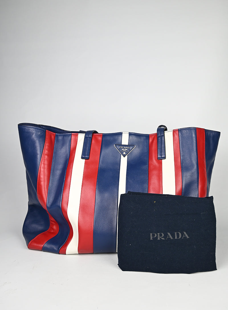 Prada Shopper Righe Blu