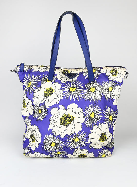 Prada Shopper in Nylon con Margherite