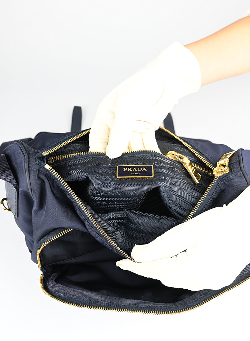 Prada Borsa in Re-Nylon blu